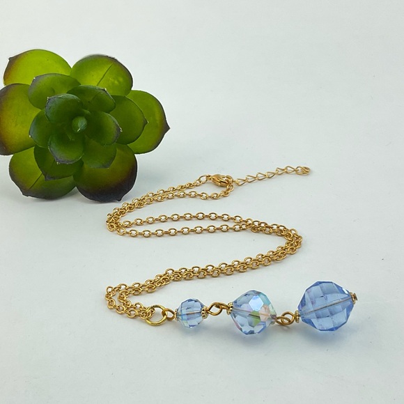 HOST PICK! Aurora Borealis Crystal Pendant Necklace, Handmade, Vintage Crystals - Picture 11 of 11